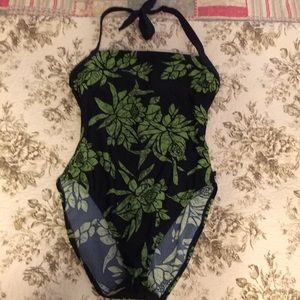 Nautica size 10 one piece suit black & green
